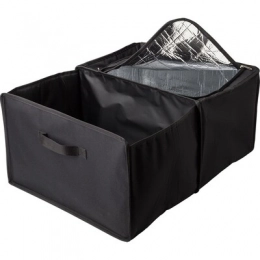 None. Foldable car organizer, cooler compartment