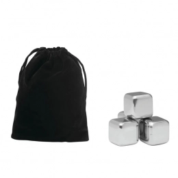 Набор кубиков льда COOLING CUBES в бархатном мешочке, черный, серебристый