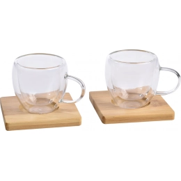 Cup set BAMBOO DUO, brown, transparent