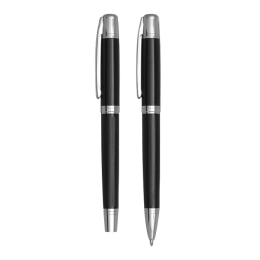 Pen set MANZONI, black, silver