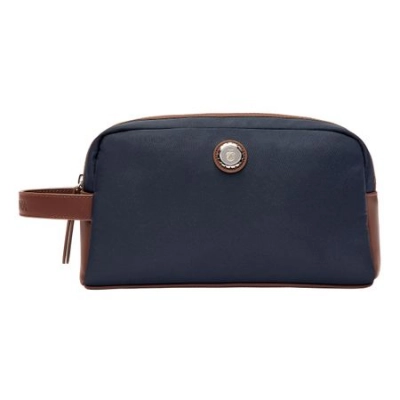 
                                                Button Navy & Brown Toiletry Bag
                                                