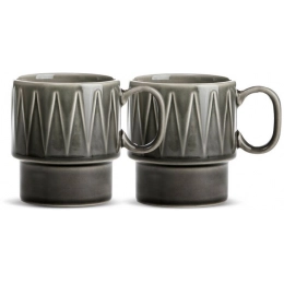 COFFEE & MORE 2-PACK COFFEE MUG, GREY