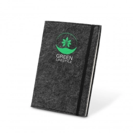 BALDWIN. A5 notepad with recycled felt cover (100% rPET) and lined pages