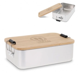 Lunch box aluminium with bamboo lid