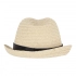 Plant straw hat with coloured band