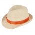 Plant straw hat with coloured band