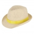 Plant straw hat with coloured band