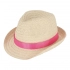 Plant straw hat with coloured band