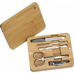 Manicure set in bamboo case