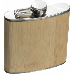 Hip flask with bamboo cover