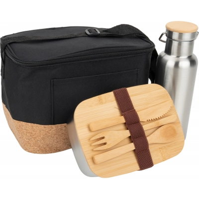 
                                            Gift set with drinking bottle, lunch box and jute cooler bag
                                            