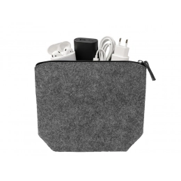 Felt Electronics and Wire Organizer, RPET Felt, Gray