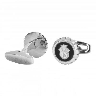 
                                            Chronobike Black & Silver Cufflinks
                                            