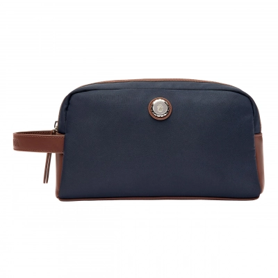 
                                            Button Navy & Brown Travel Toiletry Bag
                                            