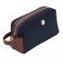 Button Navy & Brown Travel Toiletry Bag
