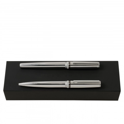 
                                            Подарочный набор HUGO BOSS с шариковой ручкой и ручкой-роллером, хромированный
                                            