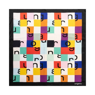 Шелковый платок Ada черный мульти