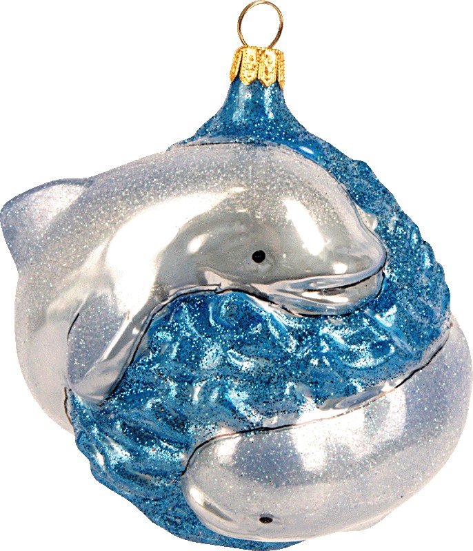 Елочная игрушка Дельфины на волнах