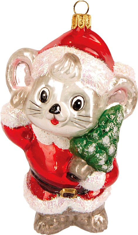Елочная игрушка Санта-мышь