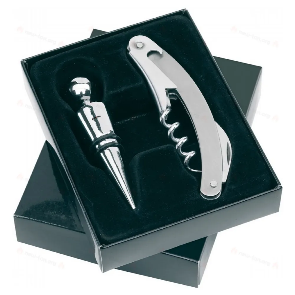 Винный сервиз ДУЭТ, черный, серебристый