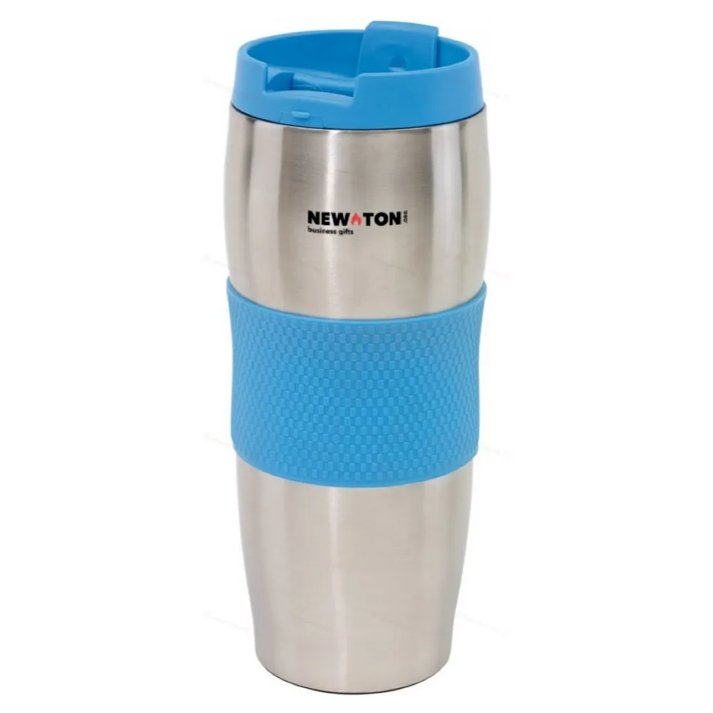 Термокружка AU LAIT, синяя, серебристая