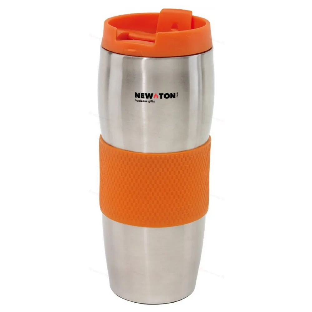 Термокружка AU LAIT, оранжевая, серебристая