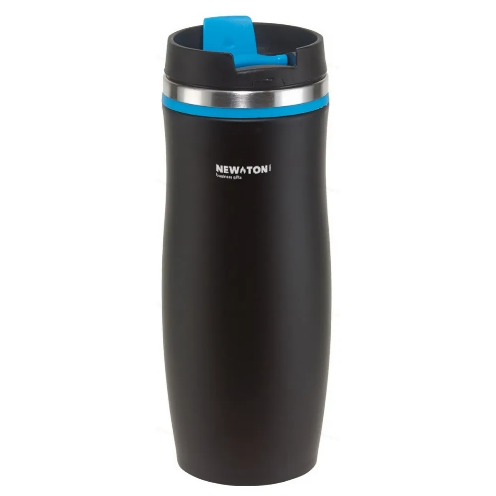 
                                            Double-walled travel mug DARK CREMA, black, blue
                                            