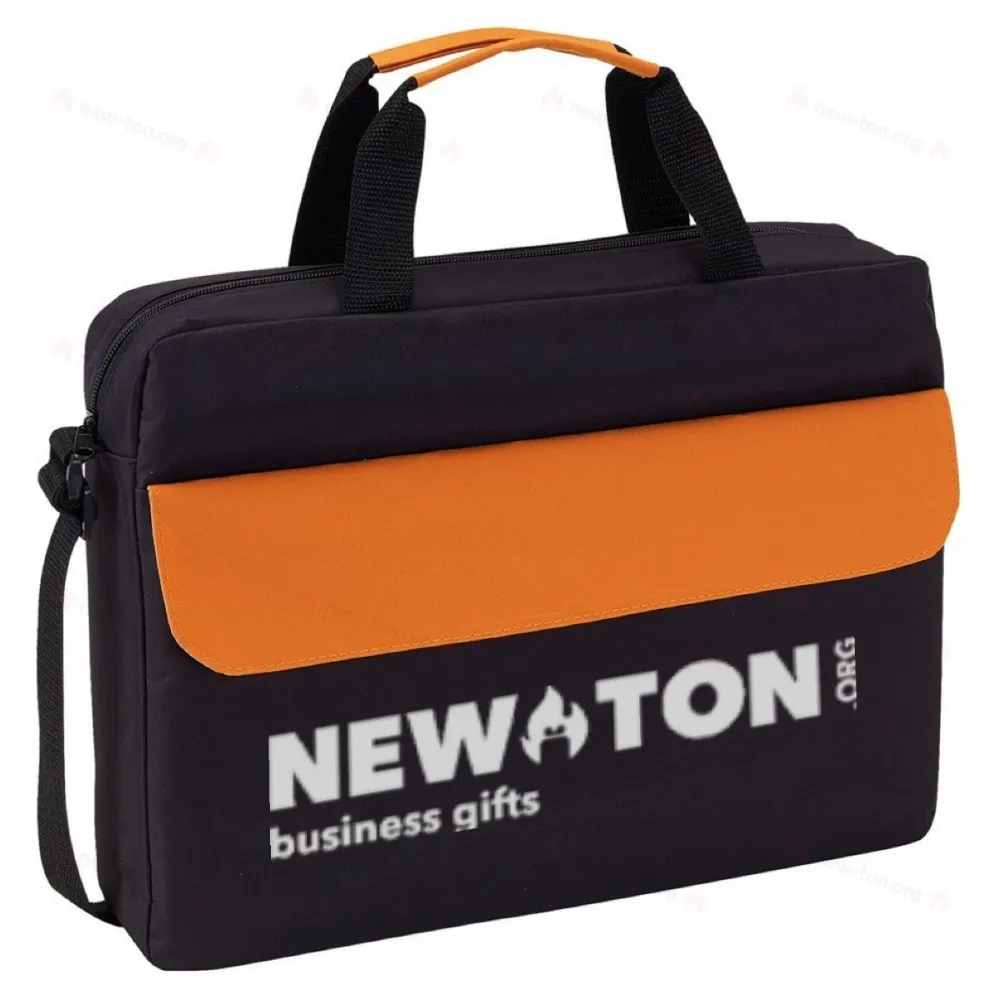 Сумка для документов BRISTOL, черная, оранжевая