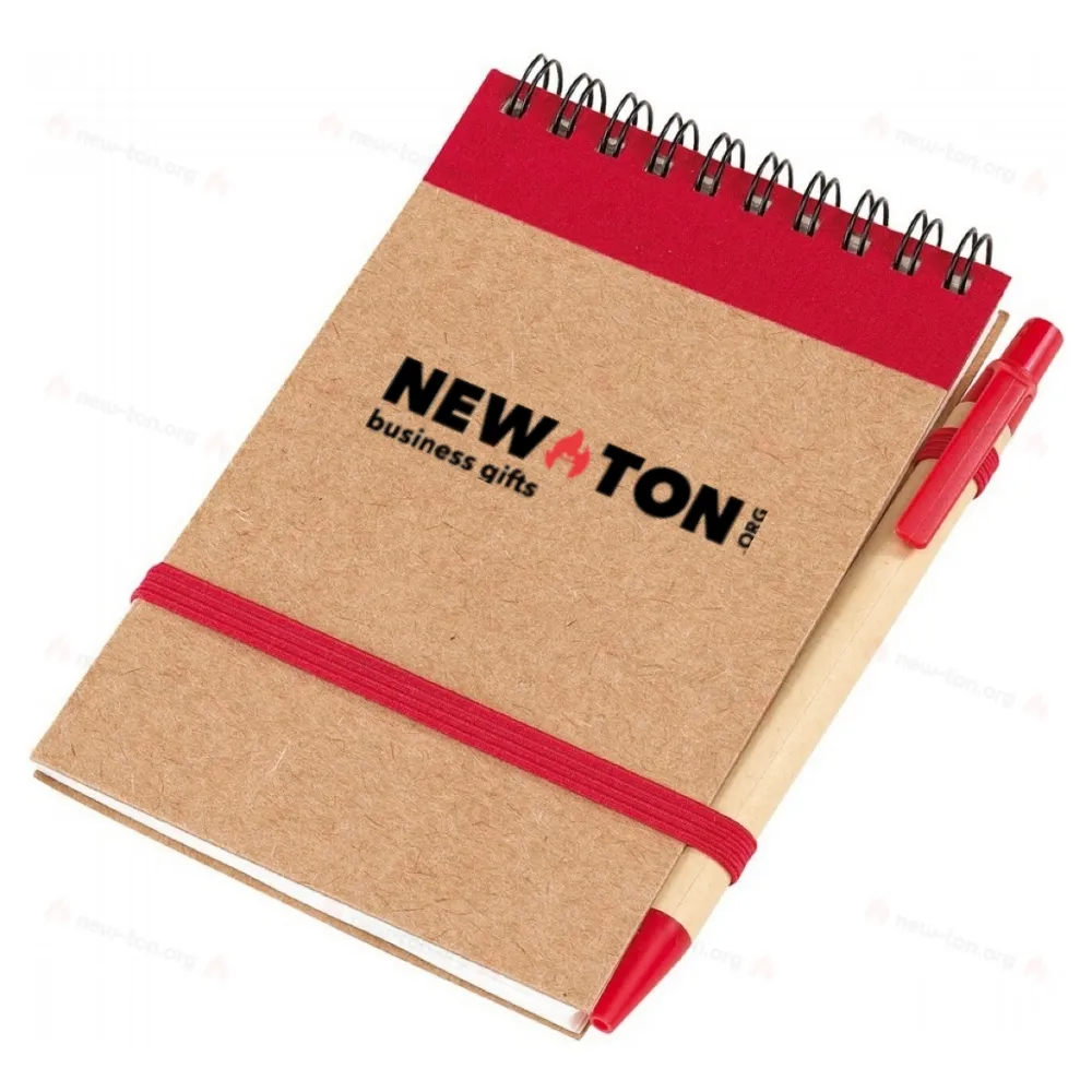 Блокнот с ручкой RECYCLE, красная