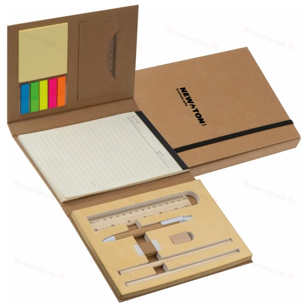 
                                            Writing case with cardboard cover, ruler, writing pad and adhesive markers
                                            