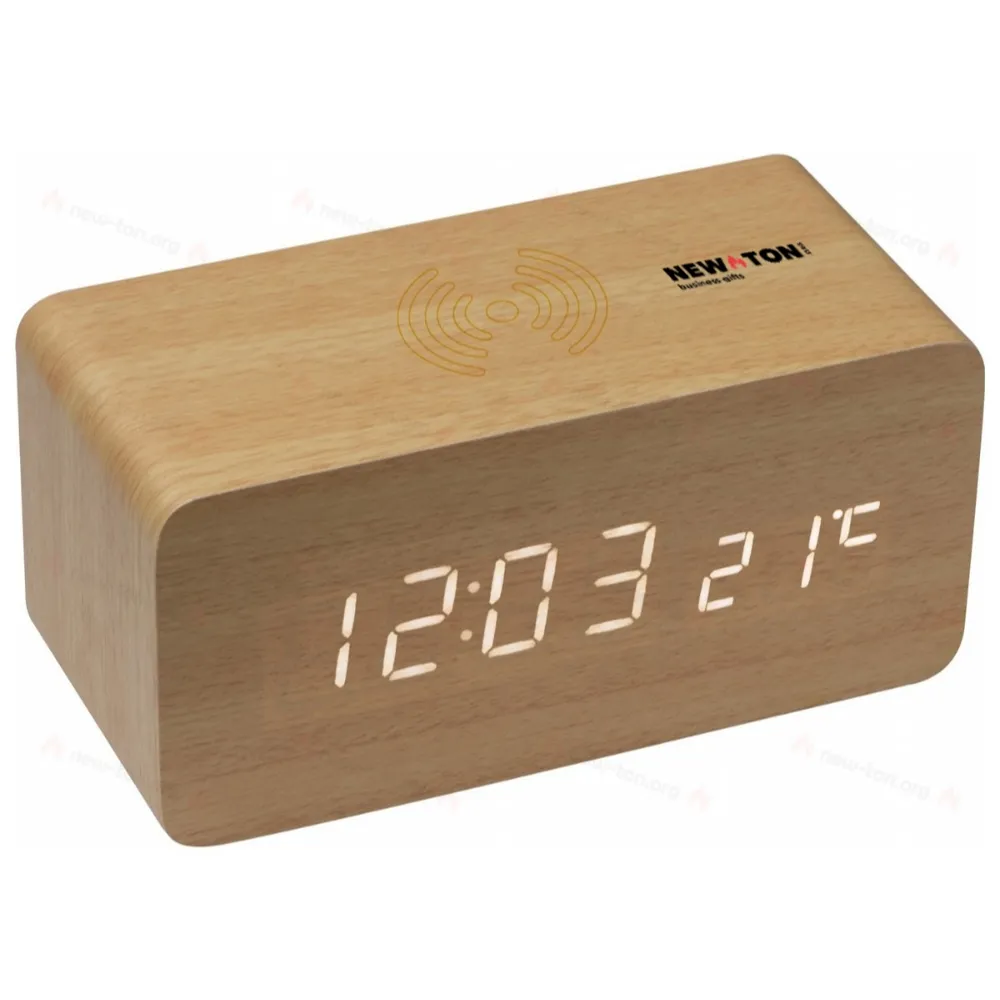 
                                            Desk clock with integrated wireless charger
                                            