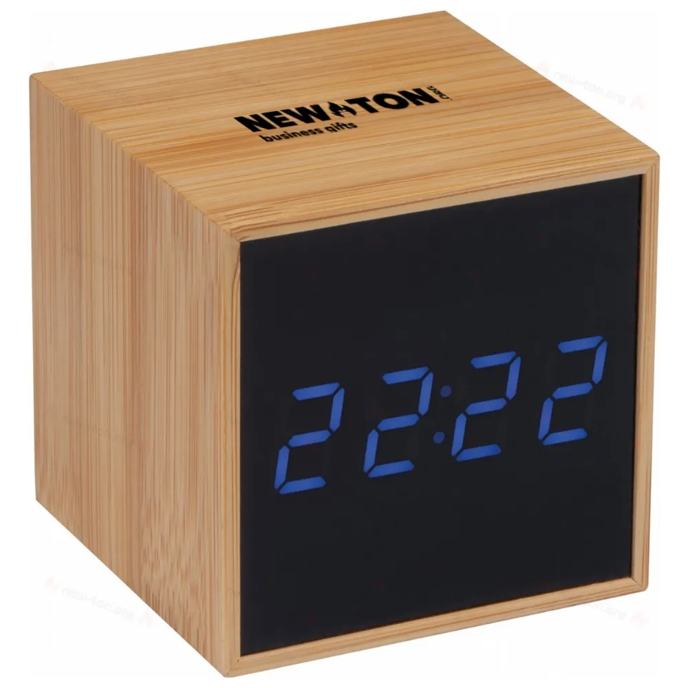 
                                            Desk clock with black display and blue LED display
                                            