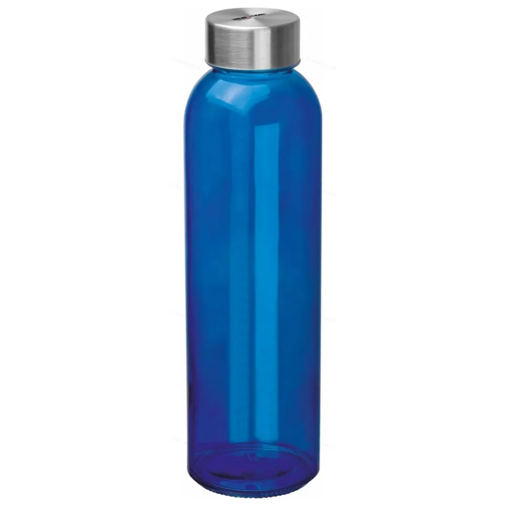 
                                            Transparent drinking bottle with grey lid
                                            