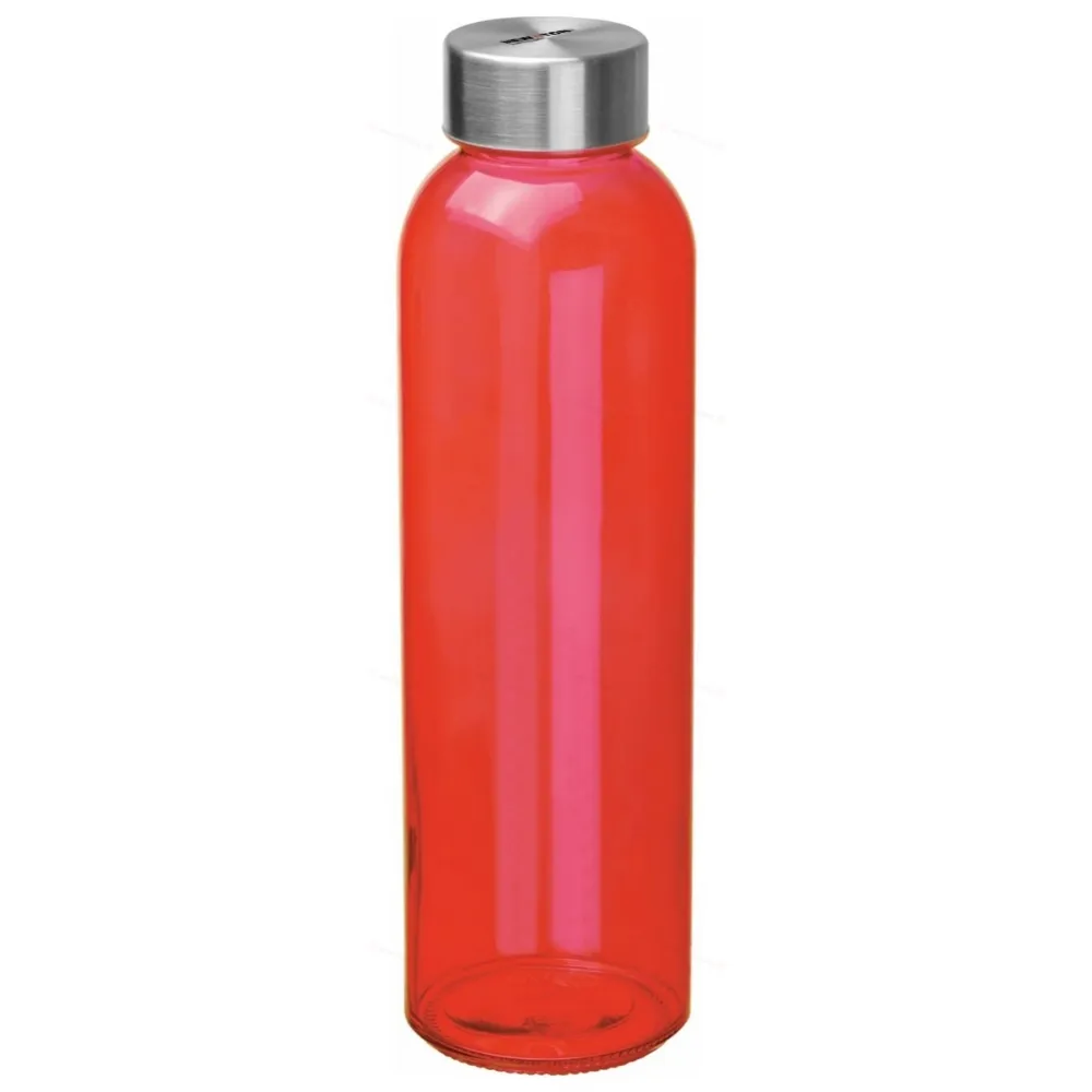 
                                            Transparent drinking bottle with grey lid
                                            