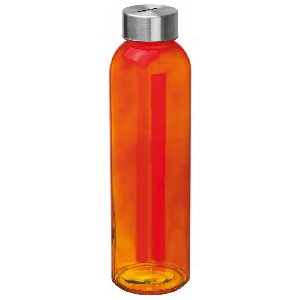 
                                            Transparent drinking bottle with grey lid
                                            
