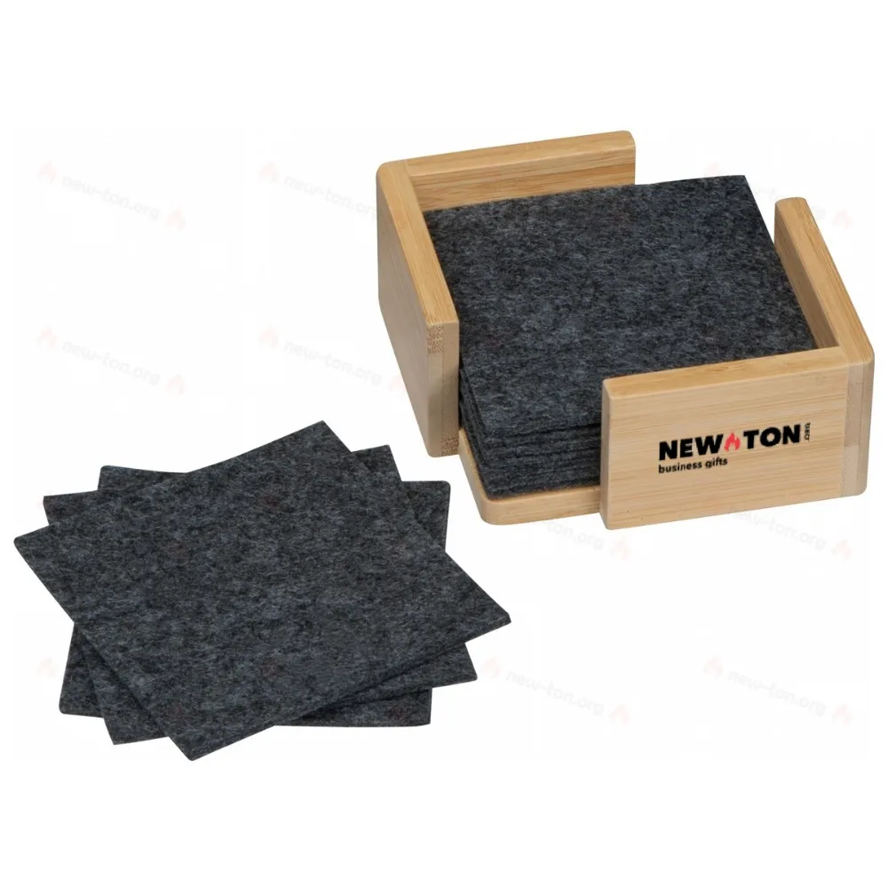 
                                            10 felt coasters in bamboo stand
                                            