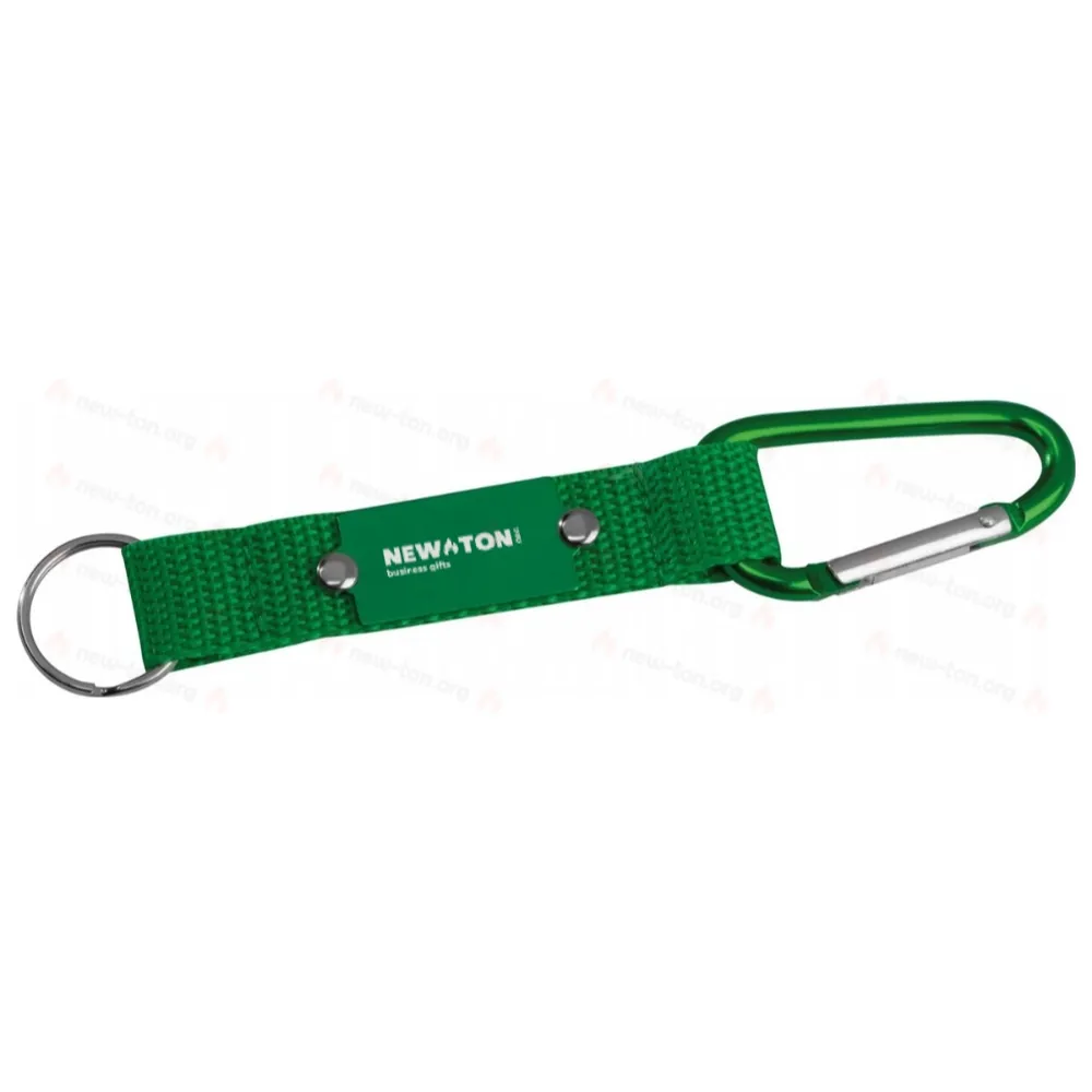 
                                                Key chain with carabiner and metal tile
                                                