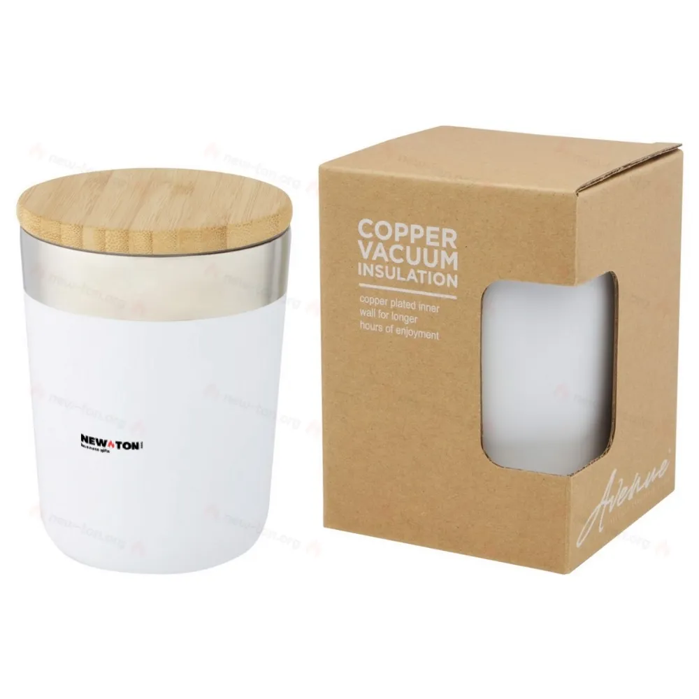 
                                            Lagan 300 ml copper vacuum insulated stainless steel tumbler with bamboo lid
                                            