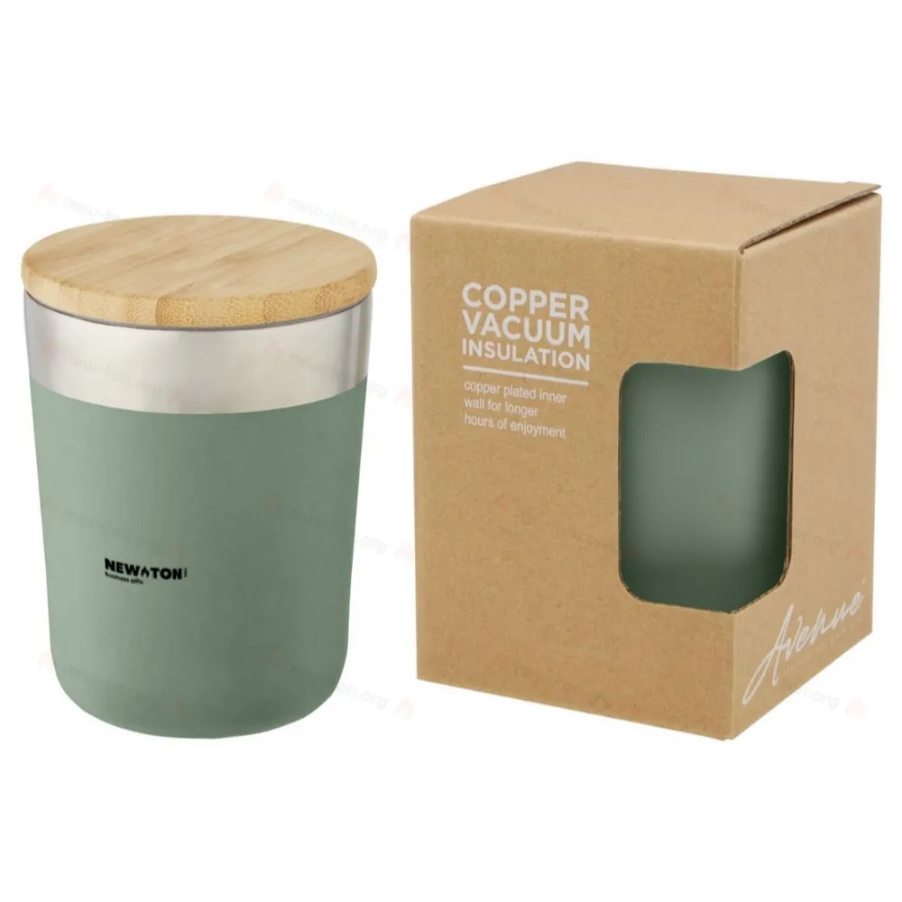 
                                            Lagan 300 ml copper vacuum insulated stainless steel tumbler with bamboo lid
                                            