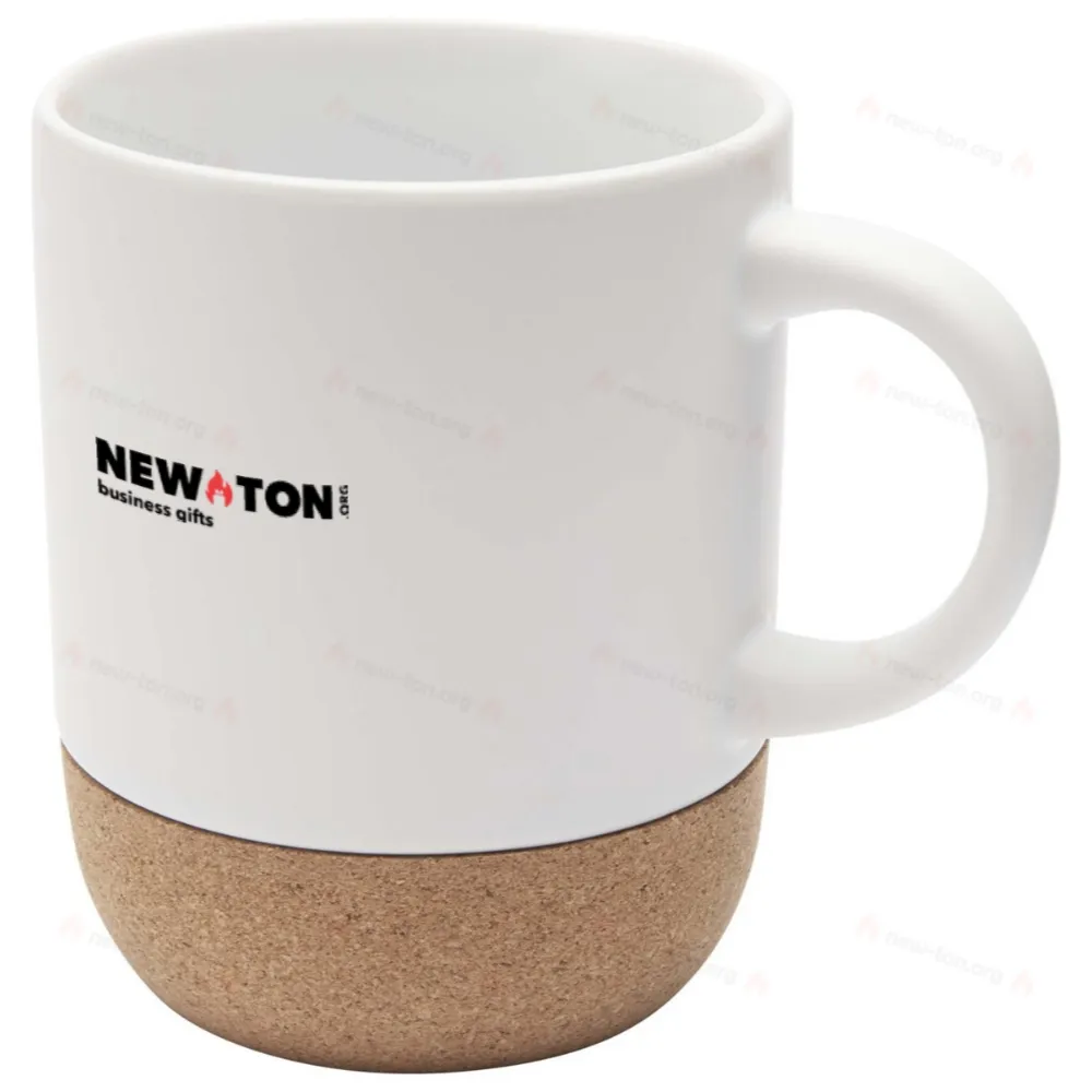 Керамическая кружка Billie объемом 300 мл с пробковыми элементами и матовым покрытием