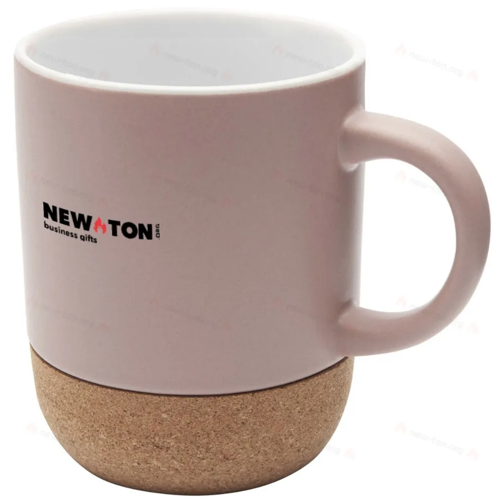 Керамическая кружка Billie объемом 300 мл с пробковыми элементами и матовым покрытием