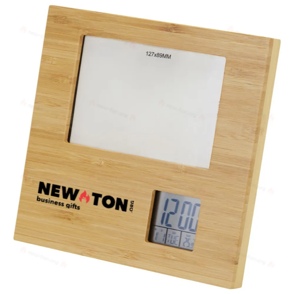 
                                            Bamboo photo frame with weather station
                                            