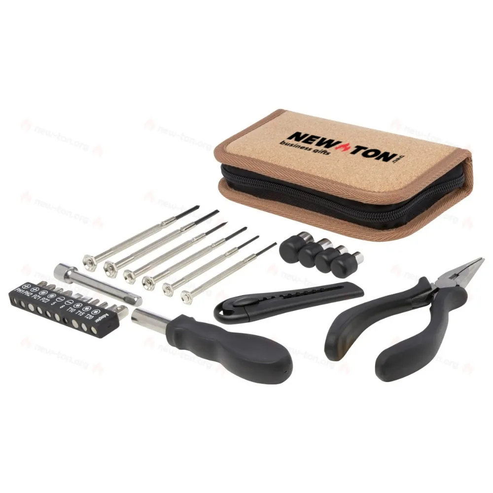 
                                            Spike 24-piece set of tools made from recycled plastic with RCS certification and a cork case.
                                            