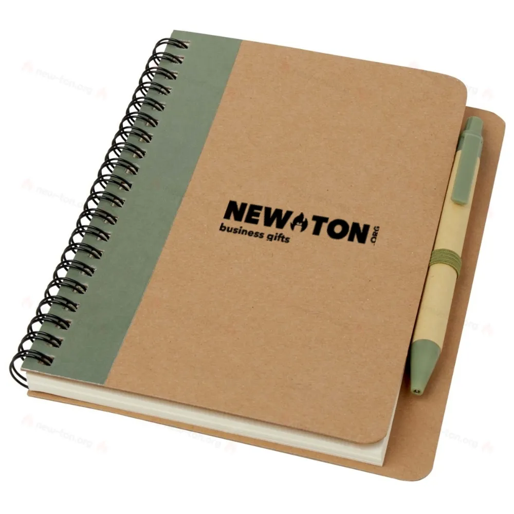 Блокнот из переработанных материалов с ручкой 