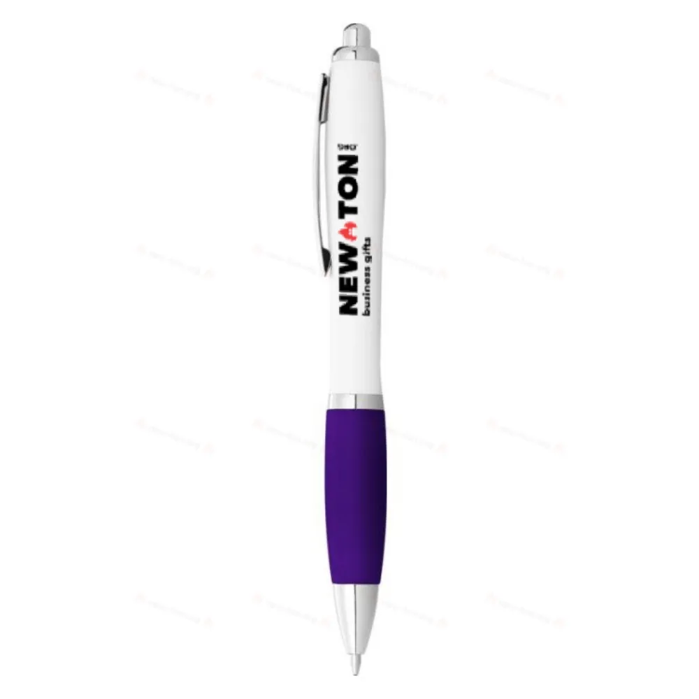 
                                            Nash ballpoint pen with white barrel and coloured grip
                                            