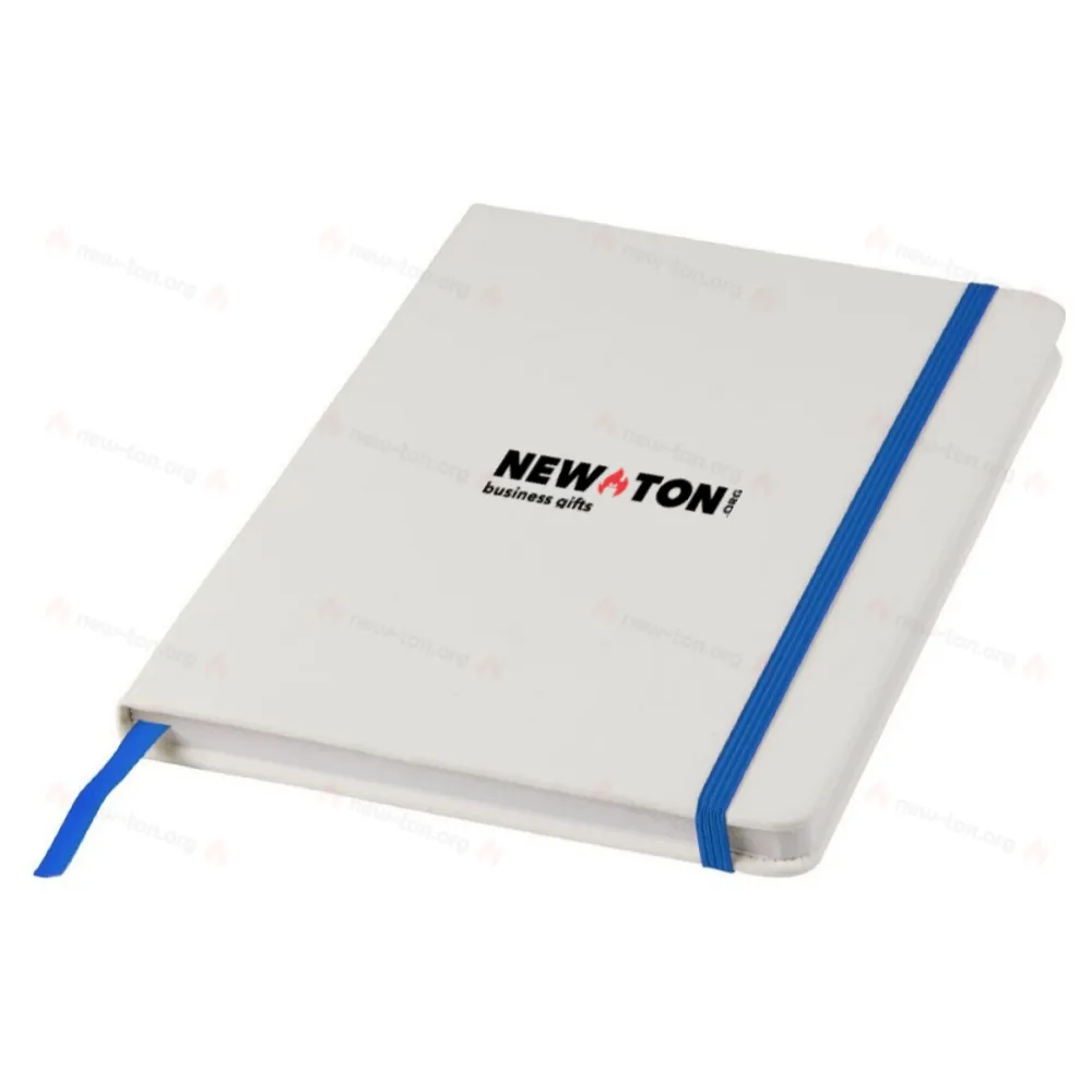 
                                            Spectrum A5 white notebook with coloured strap
                                            