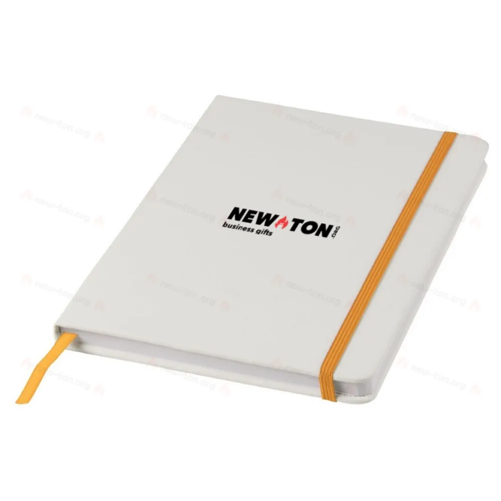 
                                            Spectrum A5 white notebook with coloured strap
                                            