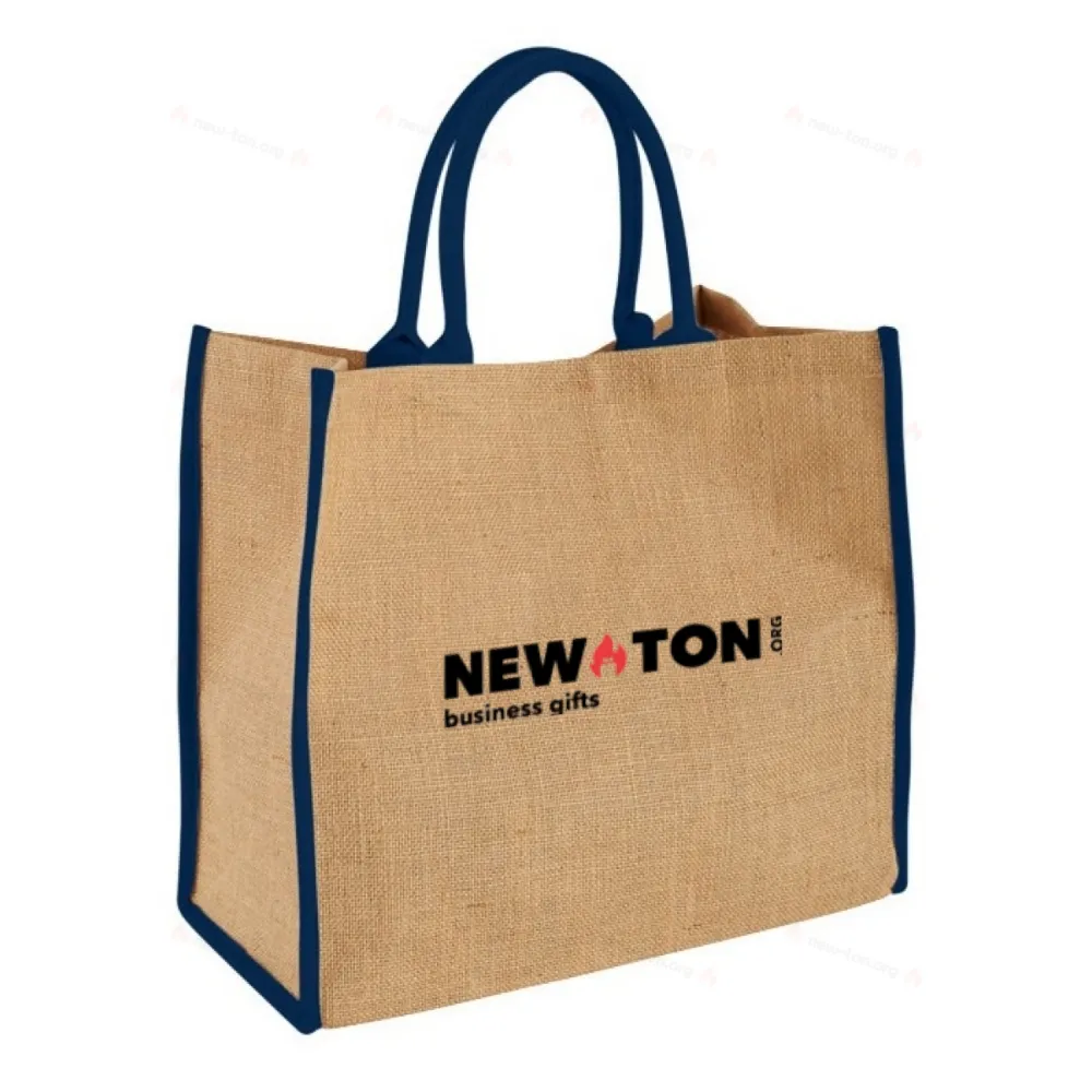 
                                            Джутовая сумка-тоут с цветными краями 