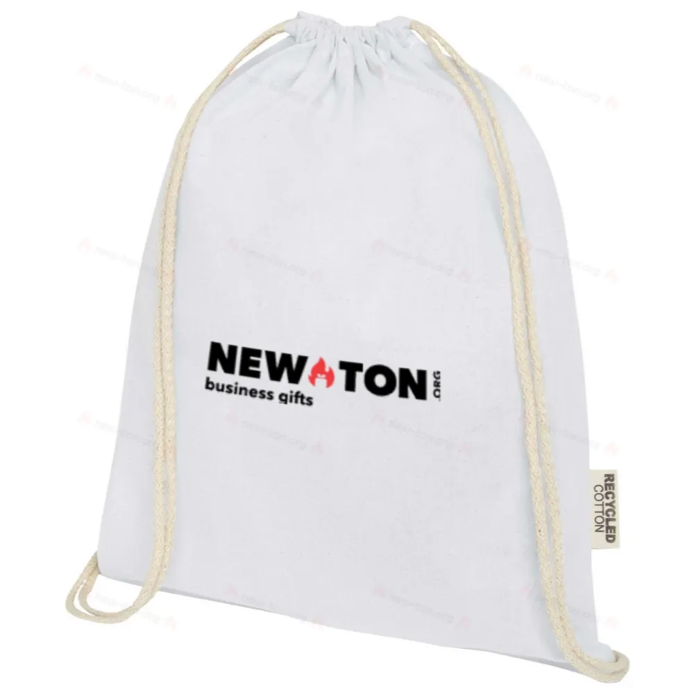 
                                            Oregon ściągana sznurkiem torba na zakupy z bawełny z recyklingu z certyfikatem GRS 140 g/m²
                                            