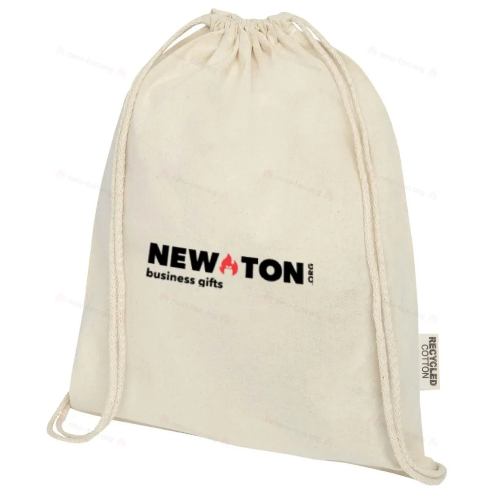 
                                            Oregon ściągana sznurkiem torba na zakupy z bawełny z recyklingu z certyfikatem GRS 140 g/m²
                                            